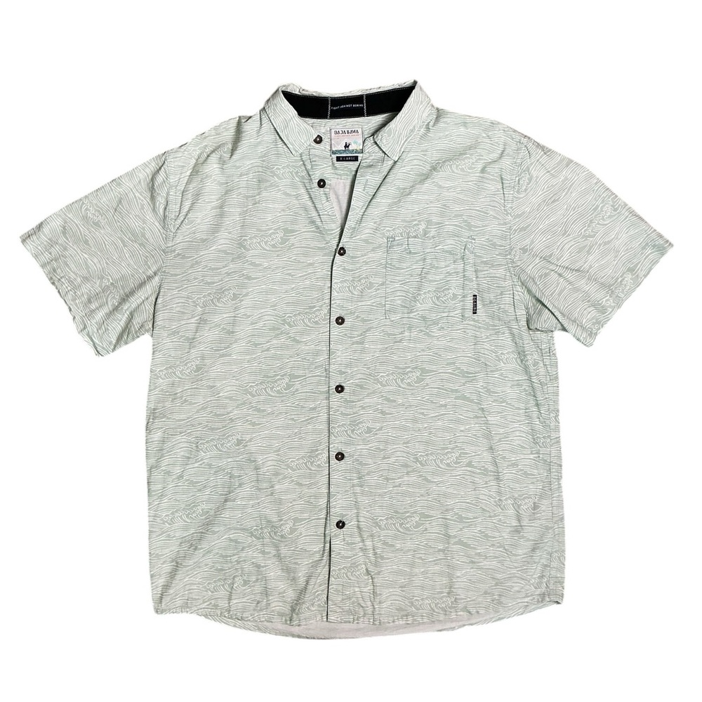 Baja Llama Button Down Shirt – Wave Print Size XL